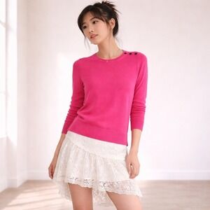 Y2K Gap Luxe Hot Pink Angora Blend Preppy Sweater Womens Small